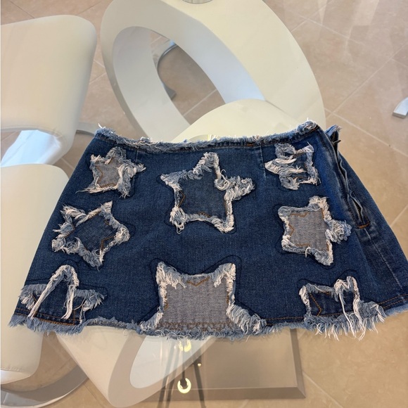 Dresses & Skirts - Denim Patchwork Mini Skirt